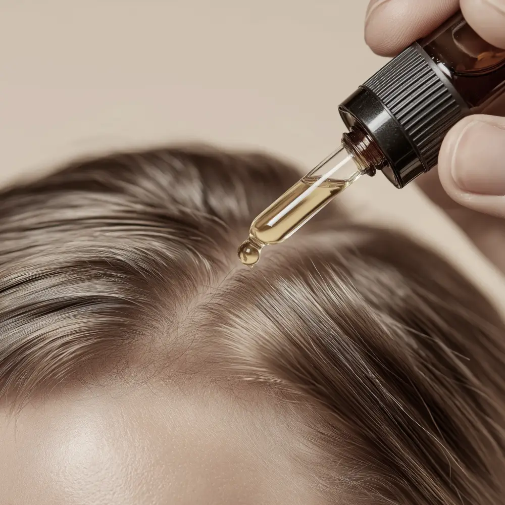 Aplicação de fórmula terapêutica personalizada por Marcela Segreto Lippi, terapeuta capilar no Beauty.co.lab. Um cuidado profundo para o couro cabeludo e fios.
