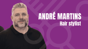 Retrato profissional de André Martins, hair stylist do BeautyCoLab, especialista em rituais de beleza e saúde capilar.